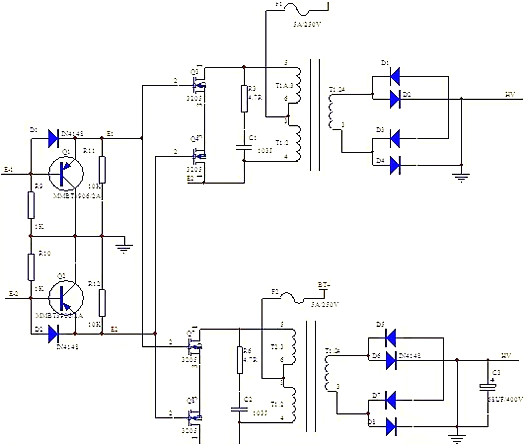 逆變器原理電路,12V直流變成220V交流電 逆變器原理電路,12V直流變成220V交流電