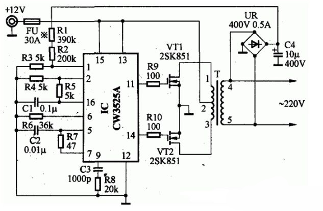 直流變換交流電路圖解-場效應晶體管-逆變電源-MOS場效應管變換電路詳解