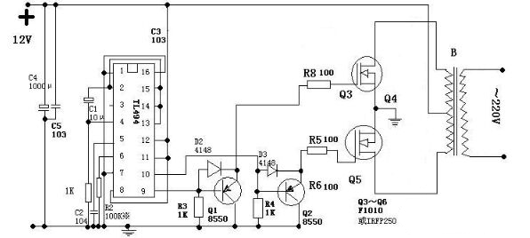 直流變換交流電路圖解-場效應晶體管-逆變電源-MOS場效應管變換電路詳解