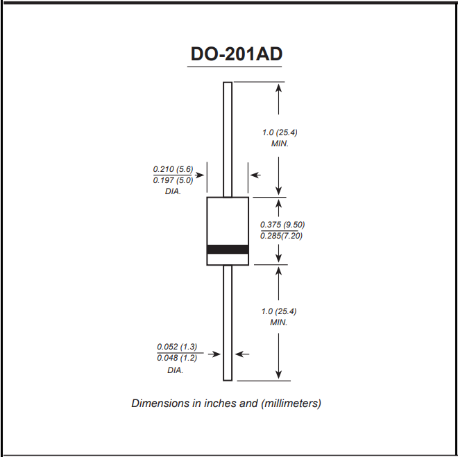 壹芯SB540L直插肖特基二極管封裝規格 壹芯SB540L直插肖特基二極管封裝規格