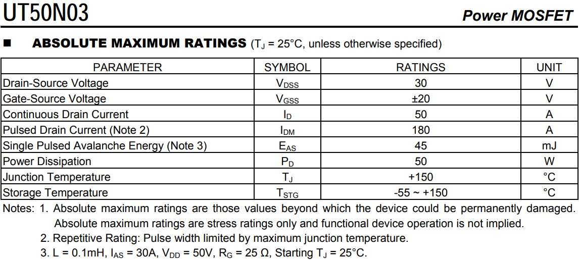 50N03參數 50N03參數