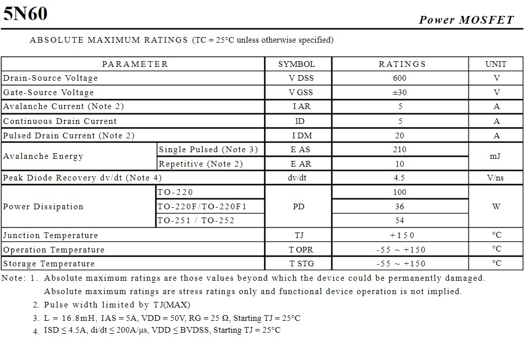 5N60L-TN3-R參數(shù) 5N60L-TN3-R參數(shù)