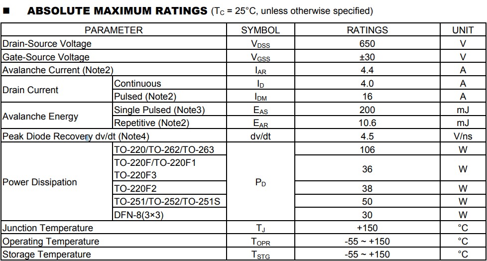 4N65G-TN3-T 4N65G-TN3-T