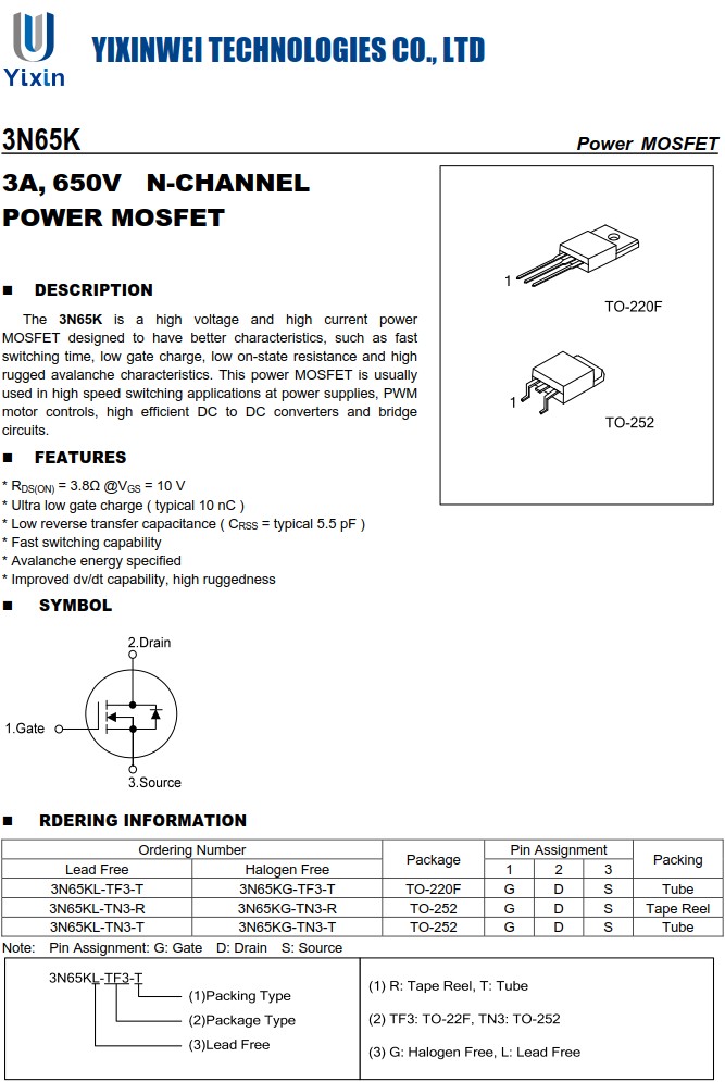 3N65KL-TN3-R 3N65KL-TN3-R