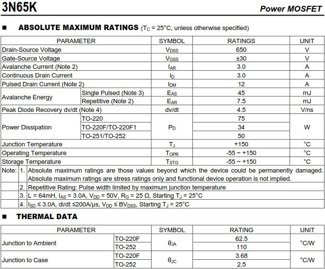 3N65KL-TN3-R 3N65KL-TN3-R