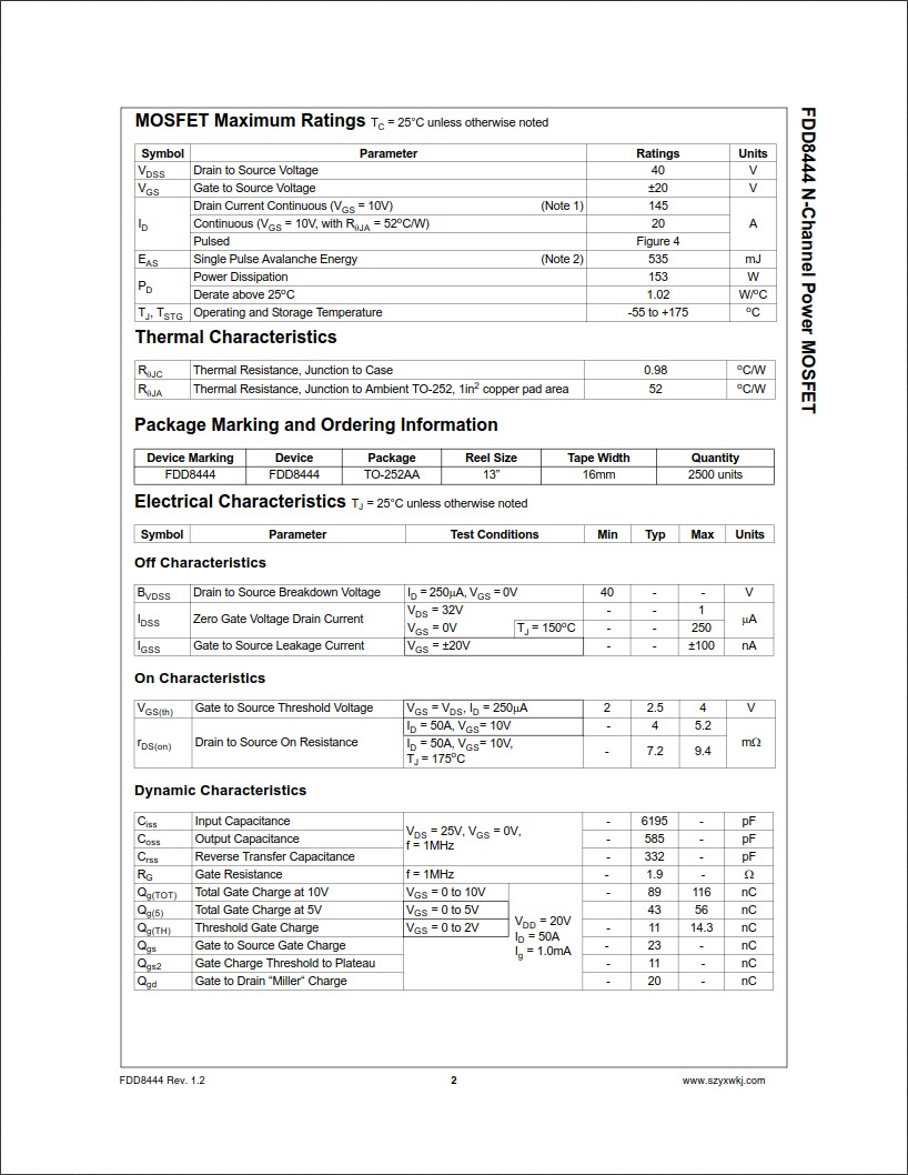 FDD8444規格書 FDD8444規格書