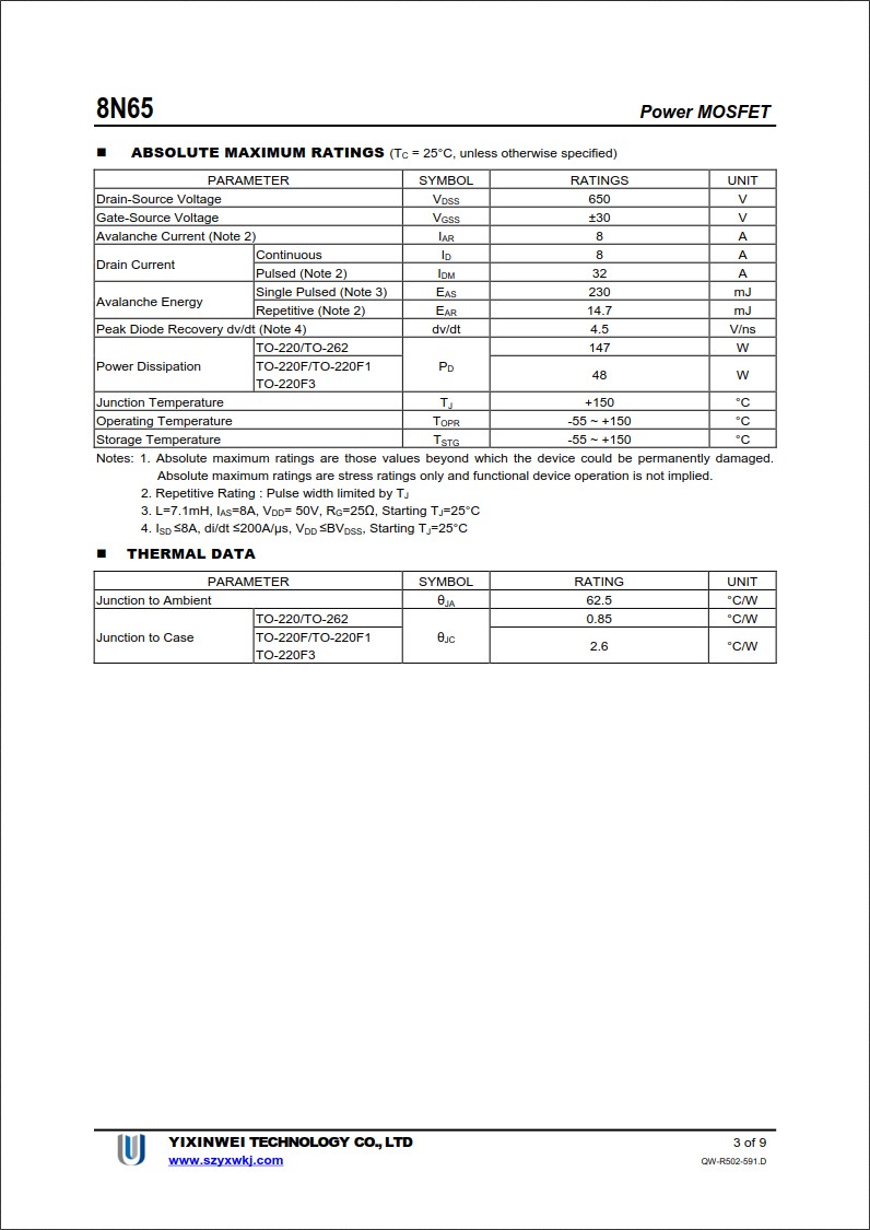 8N65規(guī)格書(shū) 8N65規(guī)格書(shū)