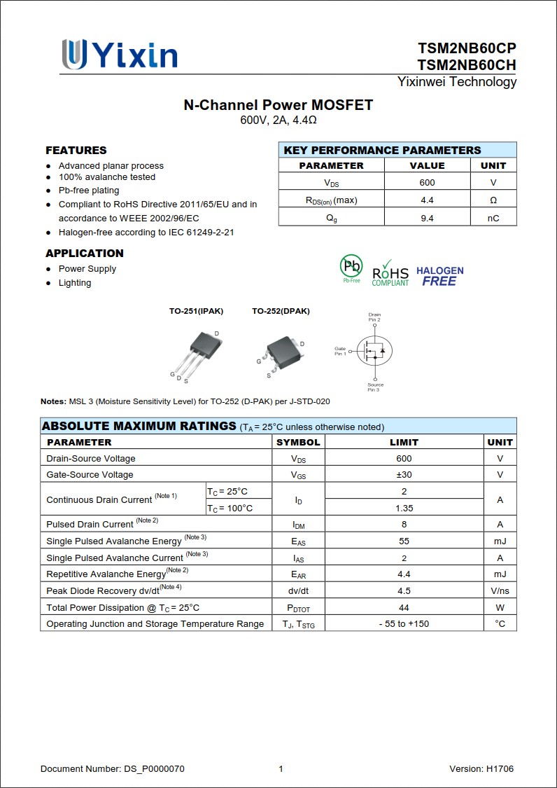 TSM2NB60CP規格書 TSM2NB60CP規格書