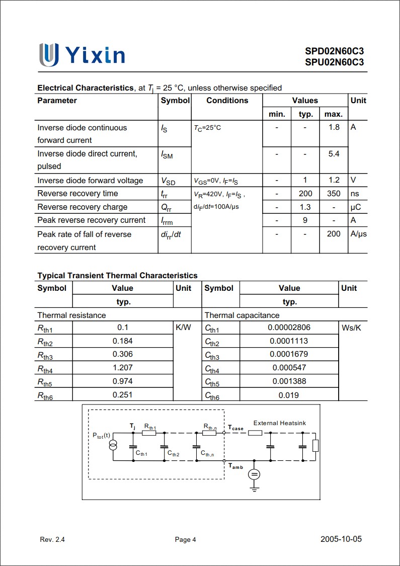 SPD02N60C3規格書 SPD02N60C3規格書