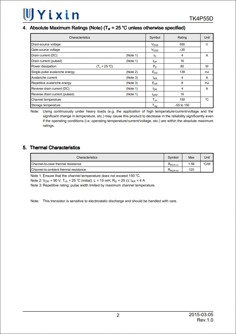 TK4P55D規格書 TK4P55D規格書
