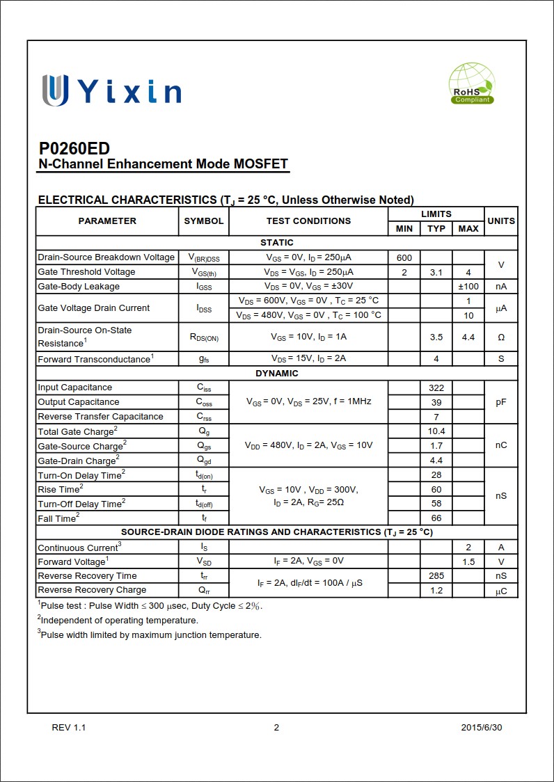 P0260ED規格書 P0260ED規格書