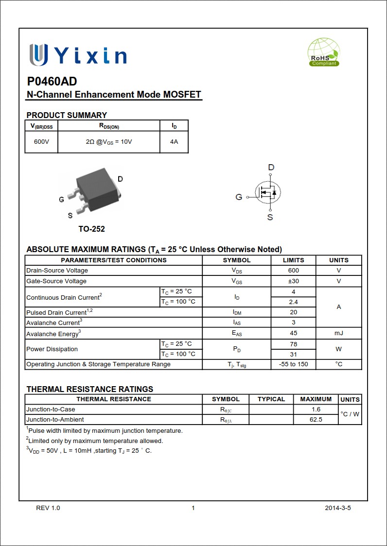 P0460AD規格書 P0460AD規格書