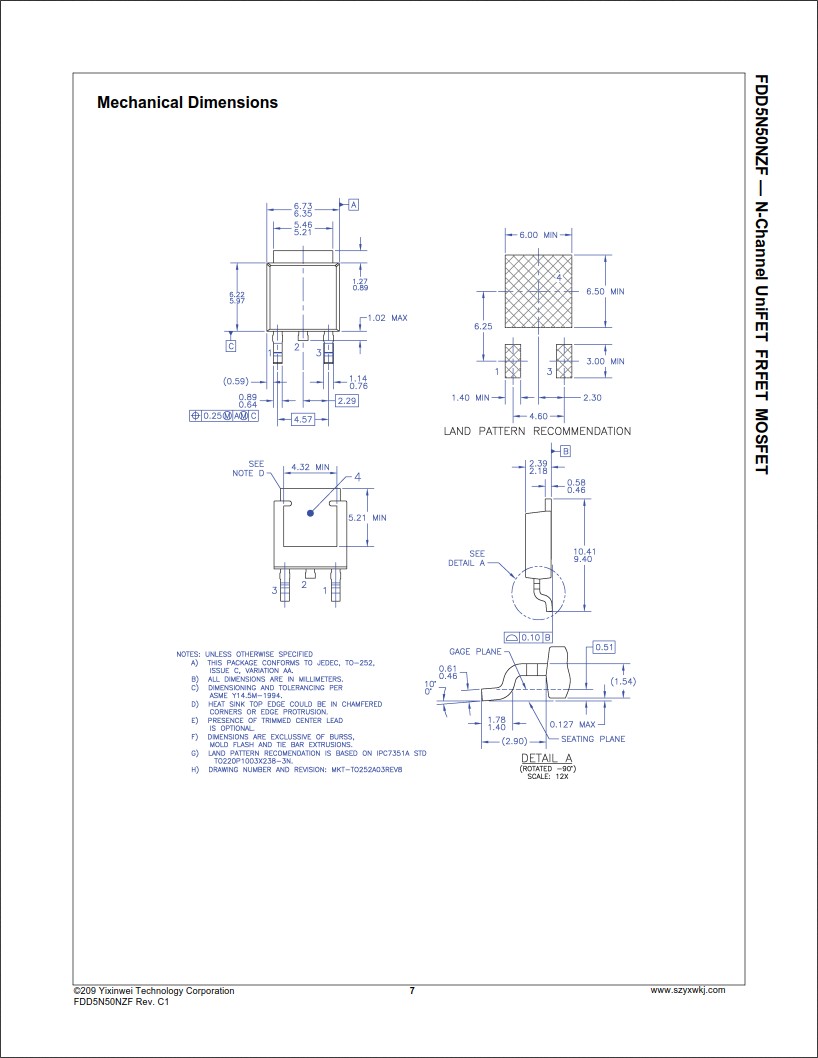 FDD5N50NZF封裝 FDD5N50NZF封裝