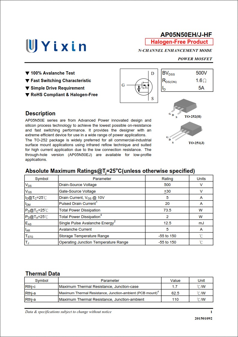 AP05N50EH規(guī)格書(shū) AP05N50EH規(guī)格書(shū)