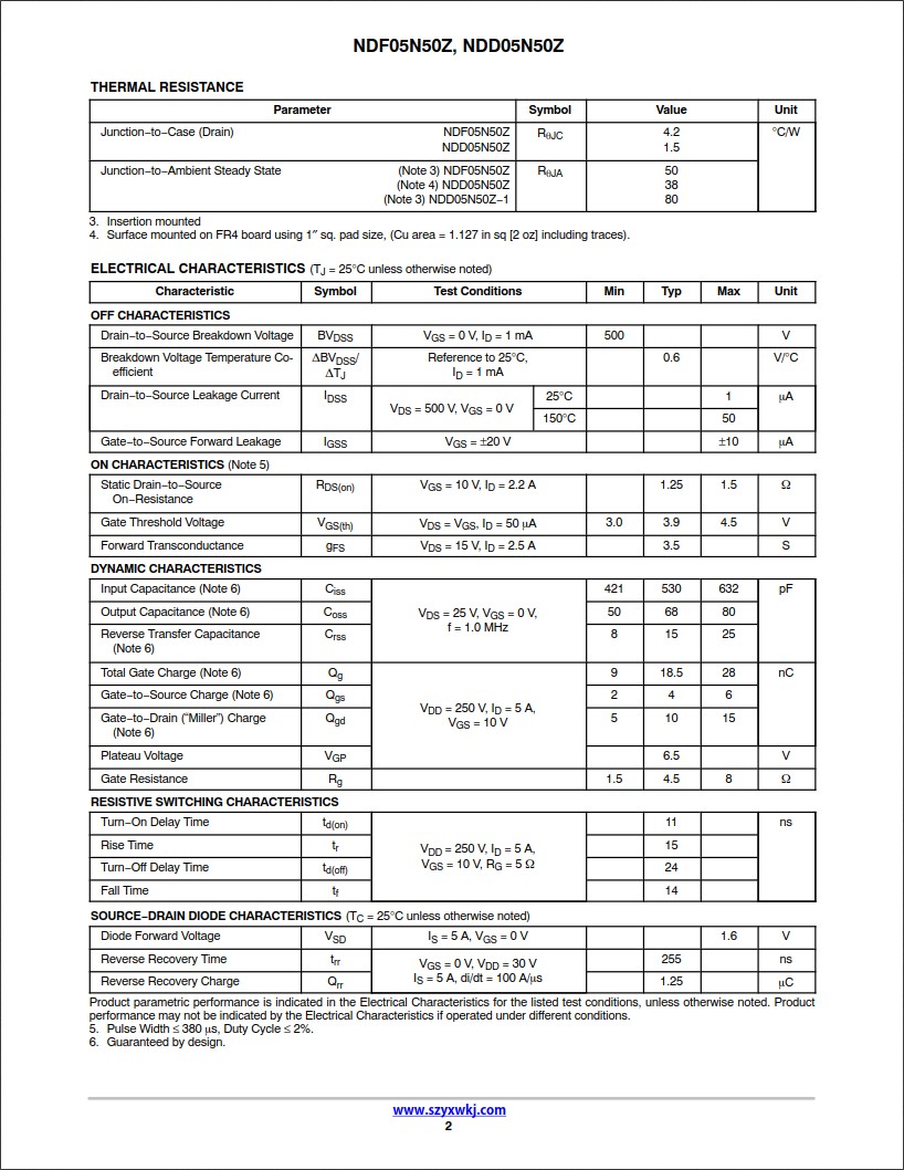 NDD05N50ZT4G規(guī)格書