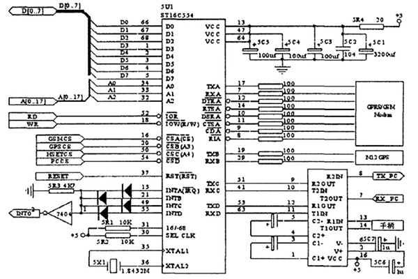 采用16C554擴展的51單片機串口連接 采用16C554擴展的51單片機串口連接