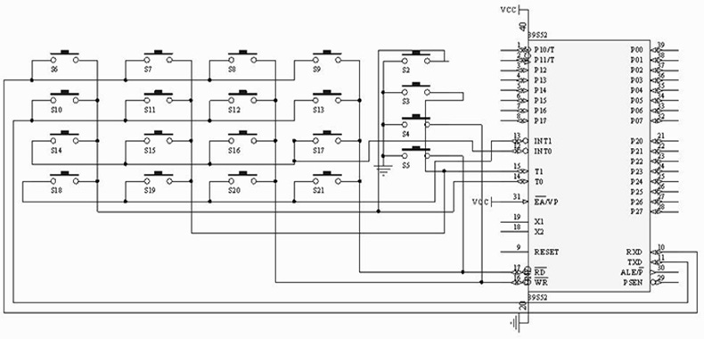 獨立和矩陣鍵盤電路圖 獨立和矩陣鍵盤電路圖
