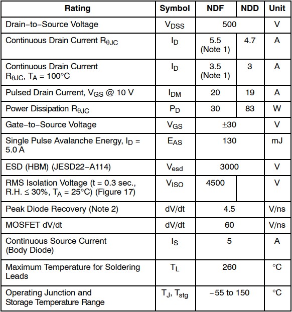 NDD05N50ZT4G參數 NDD05N50ZT4G參數