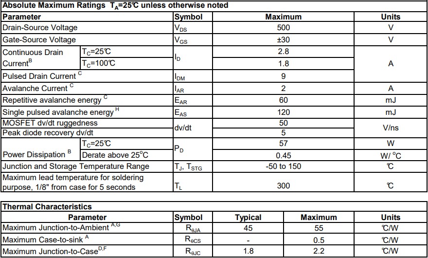 AOD3N50參數(shù) AOD3N50參數(shù)