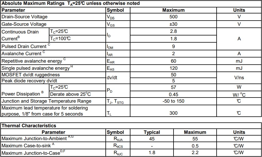TK5P50D參數 TK5P50D參數