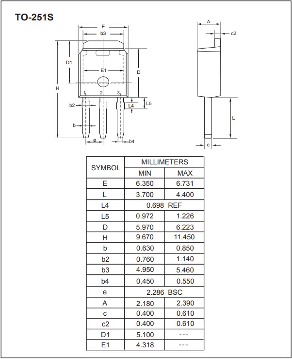 SDU05N04,TO-251S封裝規格