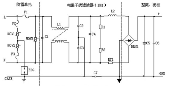 AC輸入整流濾波電路原理圖