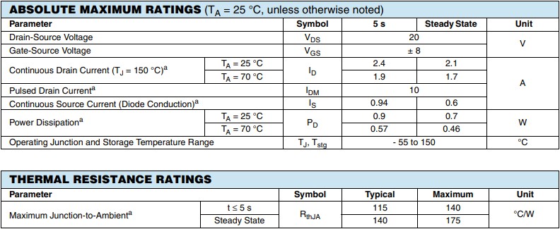 si2302絕對最大額定參數 si2302絕對最大額定參數