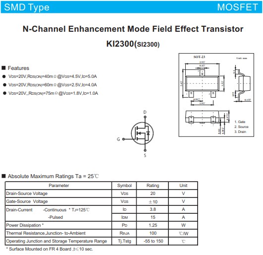 SI2300絕對最大額定參數
