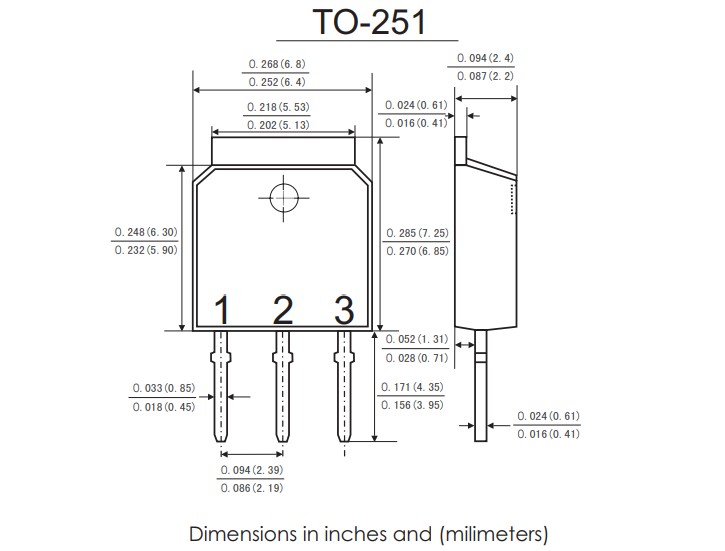 2N60(TO-251)封裝外形尺寸