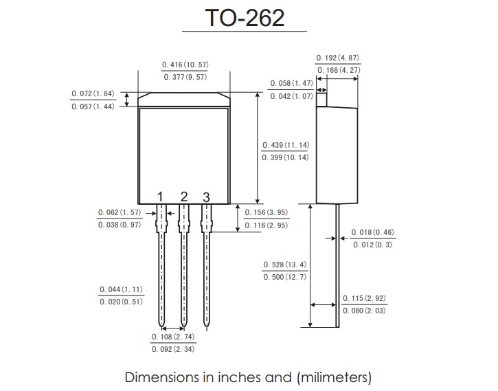 2N60(TO-262)封裝外形尺寸