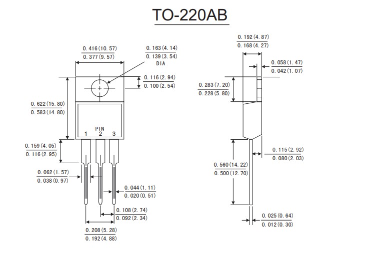 TO-220AB封裝尺寸 TO-220AB封裝尺寸
