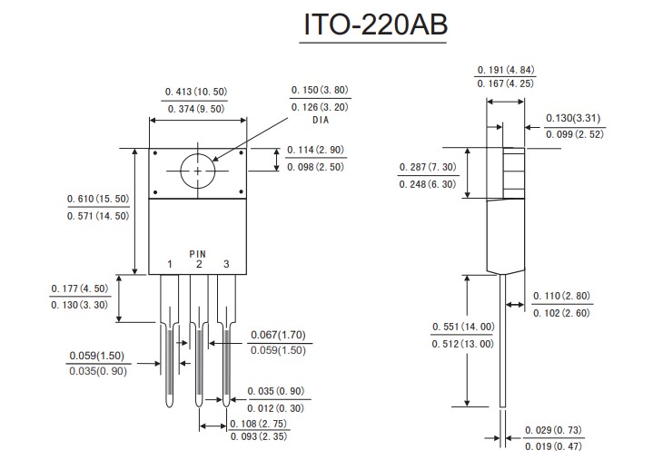 ITO-220AB封裝尺寸 ITO-220AB封裝尺寸