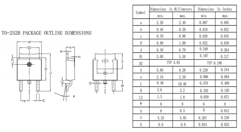 TO-252B封裝尺寸 TO-252B封裝尺寸