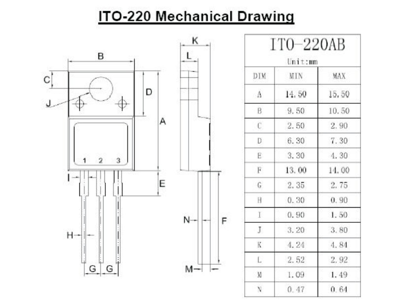 ITO-220封裝尺寸 ITO-220封裝尺寸