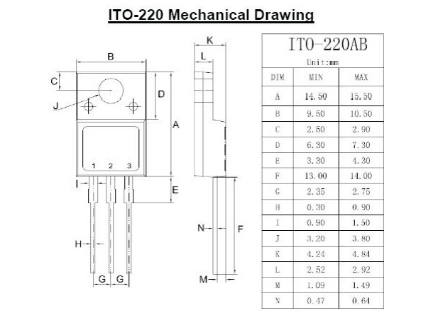ITO-220封裝尺寸 ITO-220封裝尺寸