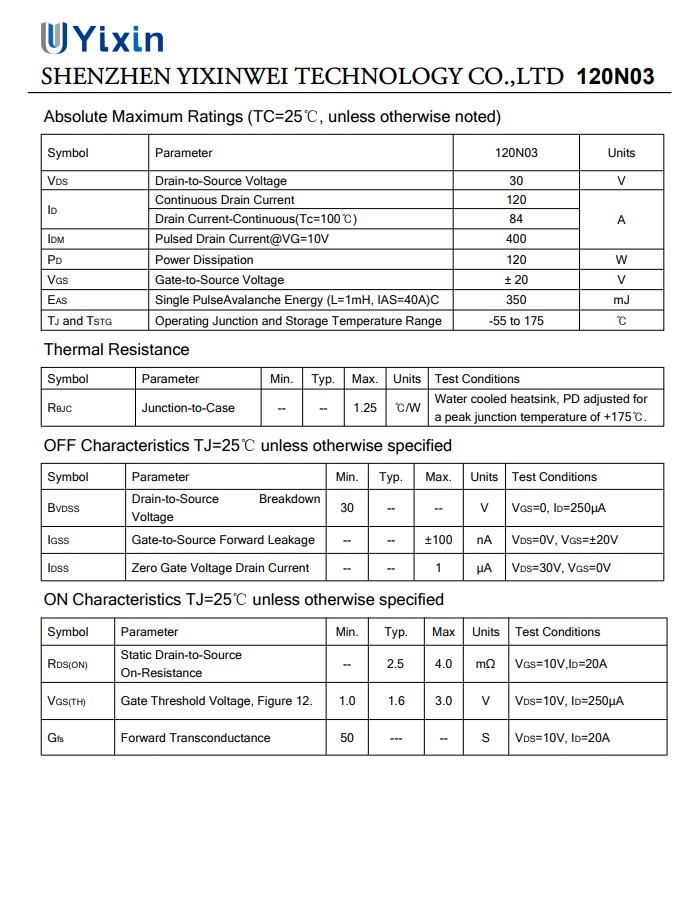 120N03絕對(duì)最大額定參數(shù) 120N03絕對(duì)最大額定參數(shù)