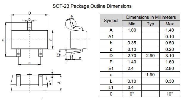 AO3400封裝尺寸 AO3400封裝尺寸