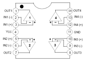 LM324引腳排列圖 LM324引腳排列圖
