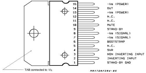 TDA7294各引腳配置圖 TDA7294各引腳配置圖