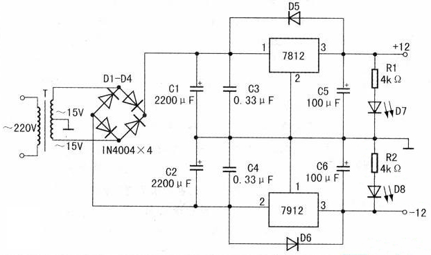 &plusmn;12V輸出的直流穩(wěn)壓電源