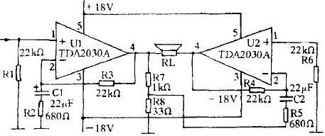 用TDA2030A做成的BTL形式功放 用TDA2030A做成的BTL形式功放