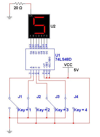 在MulTIsim10中使用74LS48電路 在MulTIsim10中使用74LS48電路