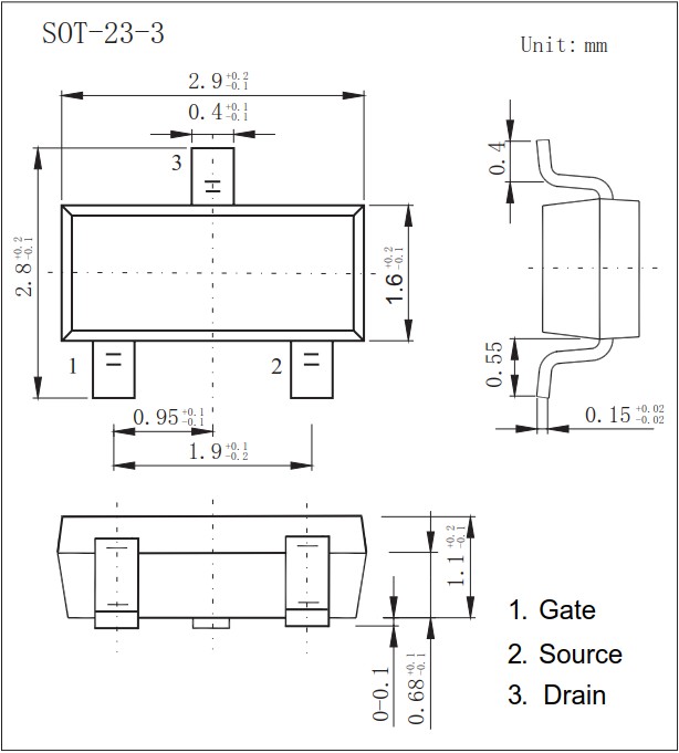 AO3410(SOT-23)封裝尺寸 AO3410(SOT-23)封裝尺寸