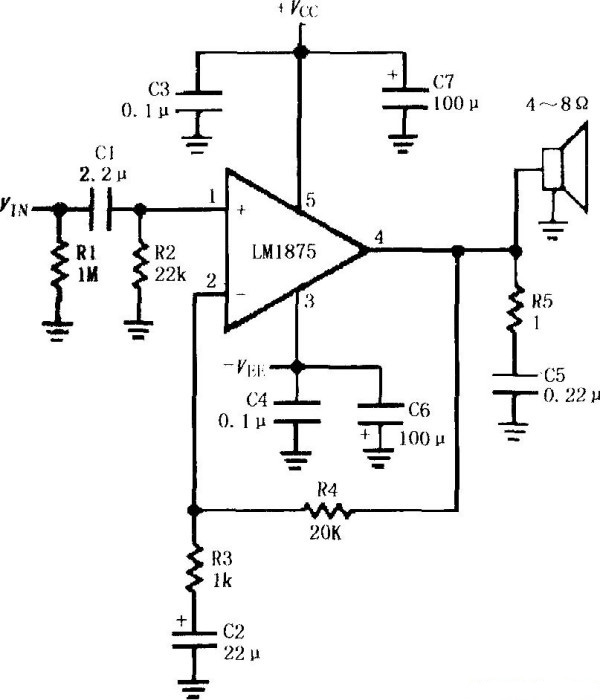 雙電源供電音頻功率放大電路 雙電源供電音頻功率放大電路