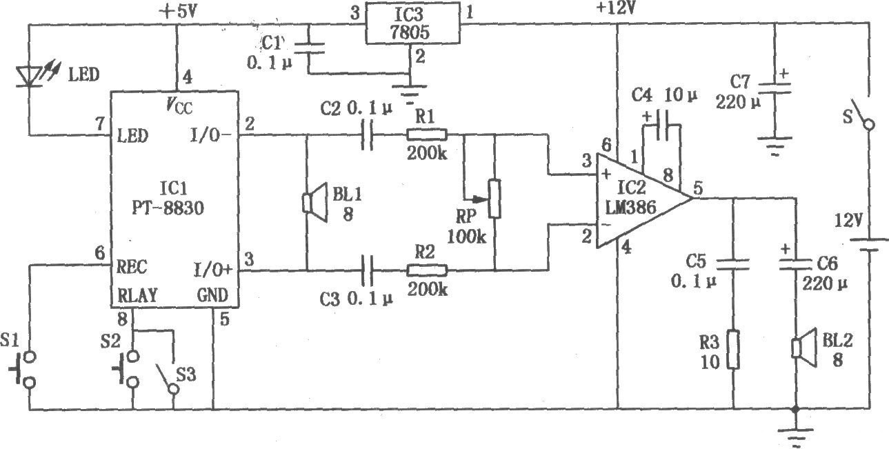 電子吆喝器電路圖
