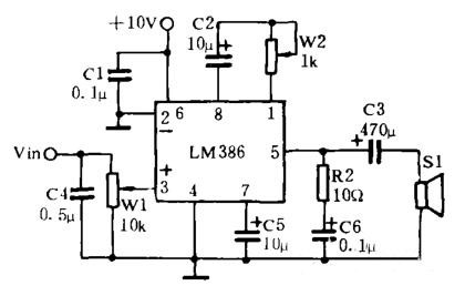 LM386的微機立體聲功放電路原理圖